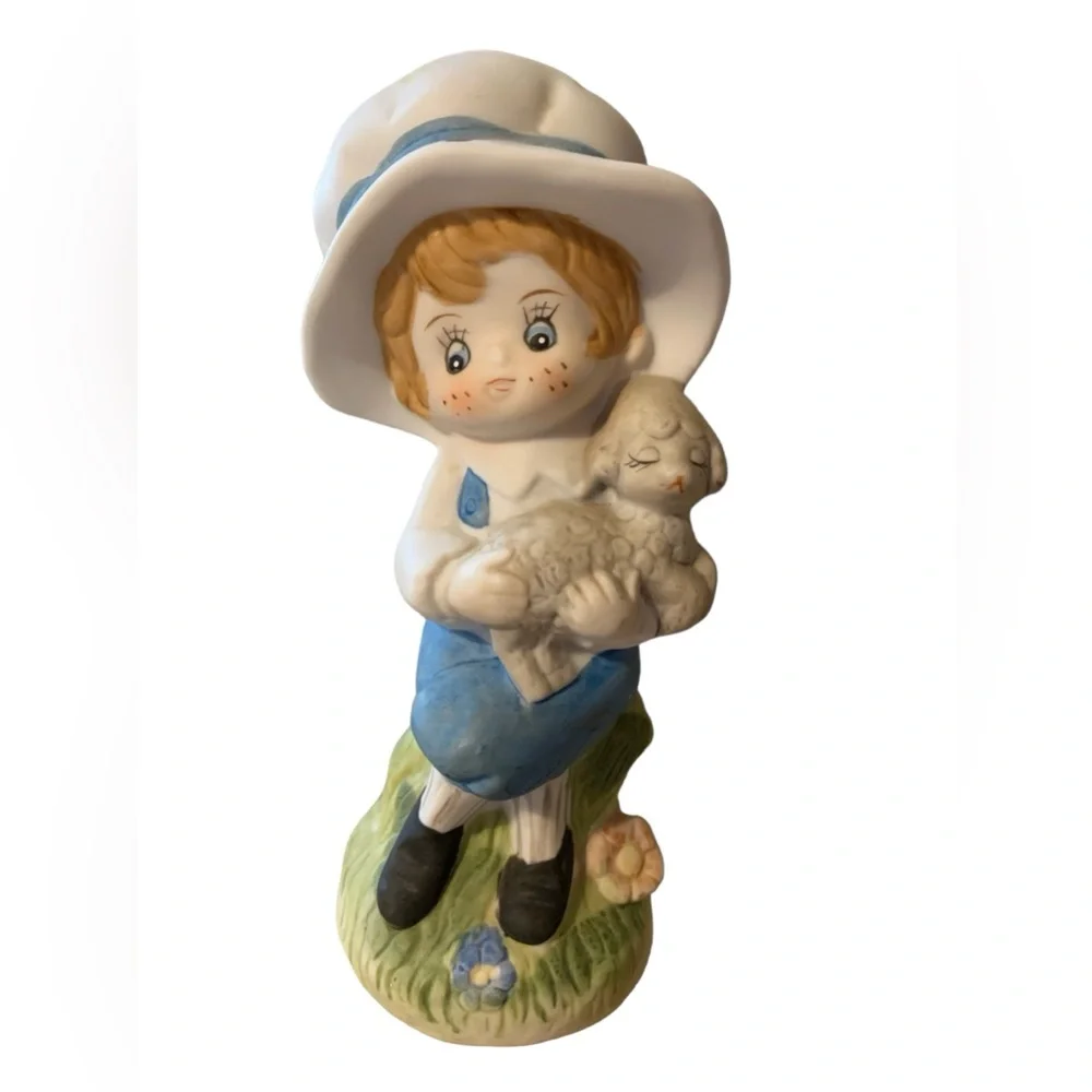 4 Vintage UCGC Porcelain Figurines - 3 boys 1 girl folk art folksy bonnet